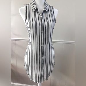 BCBGeneration Button Down Top with Lace Up Detail on Back